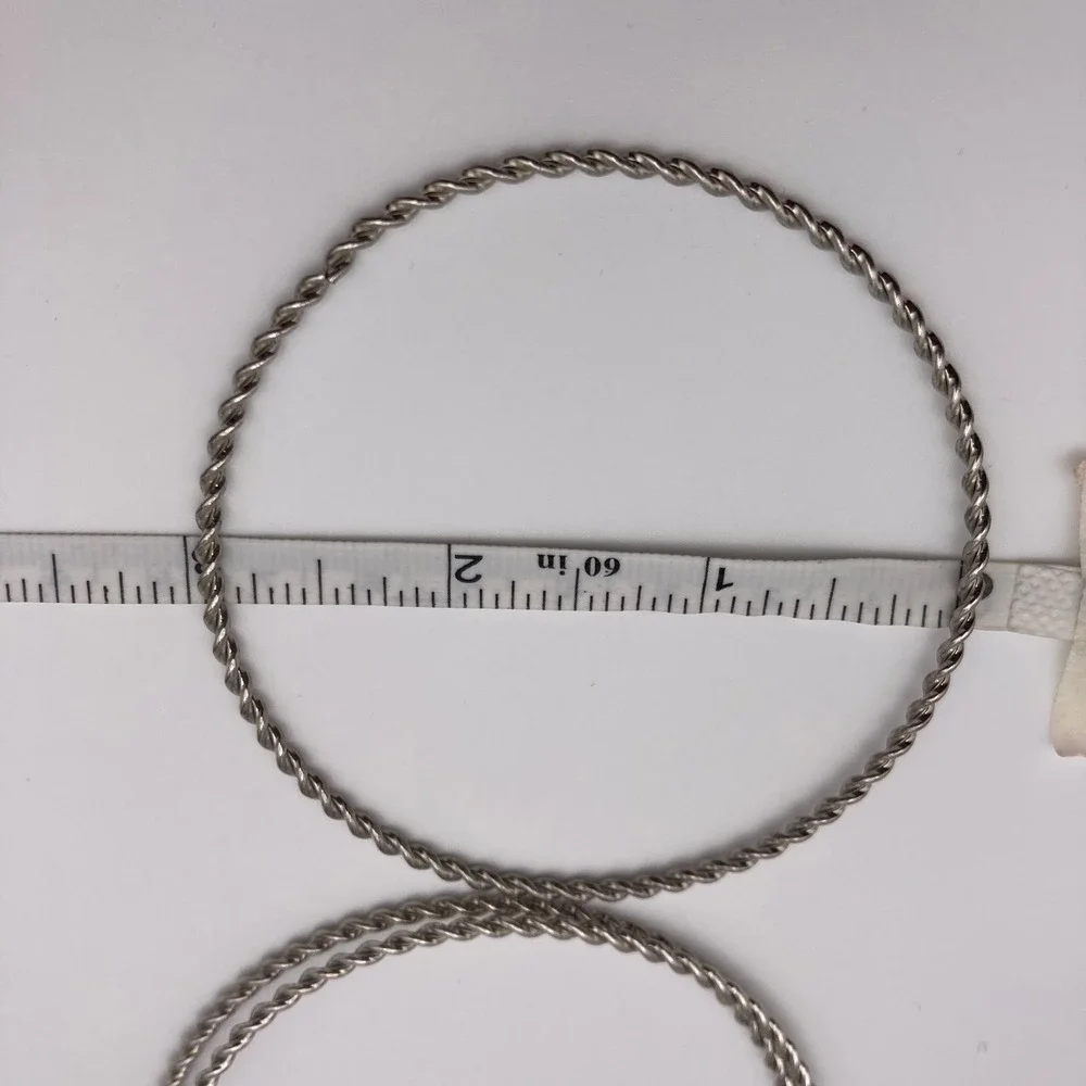 Silver Tone Twisted Rope Bangle Bracelet Set of 3 Costume Jewelry